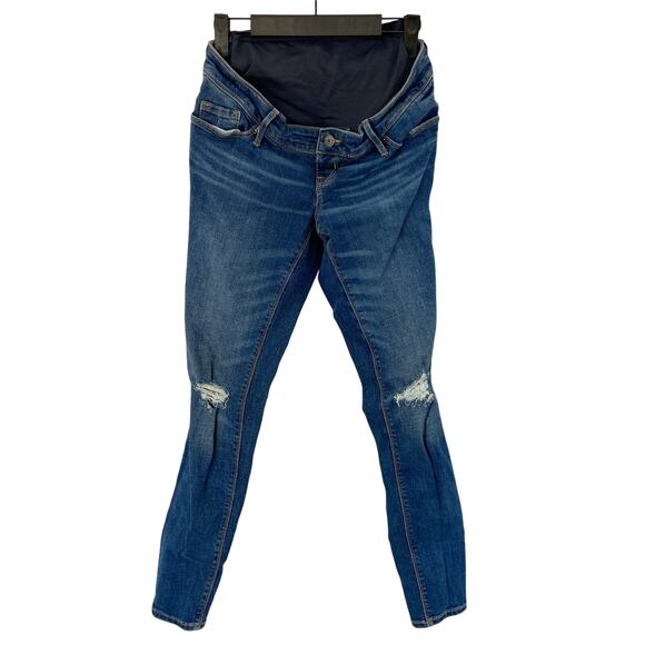Old Navy 0L Maternity Rockstar Super Skinny Full Panel Distressed Denim Jeans - Picture 2 of 8